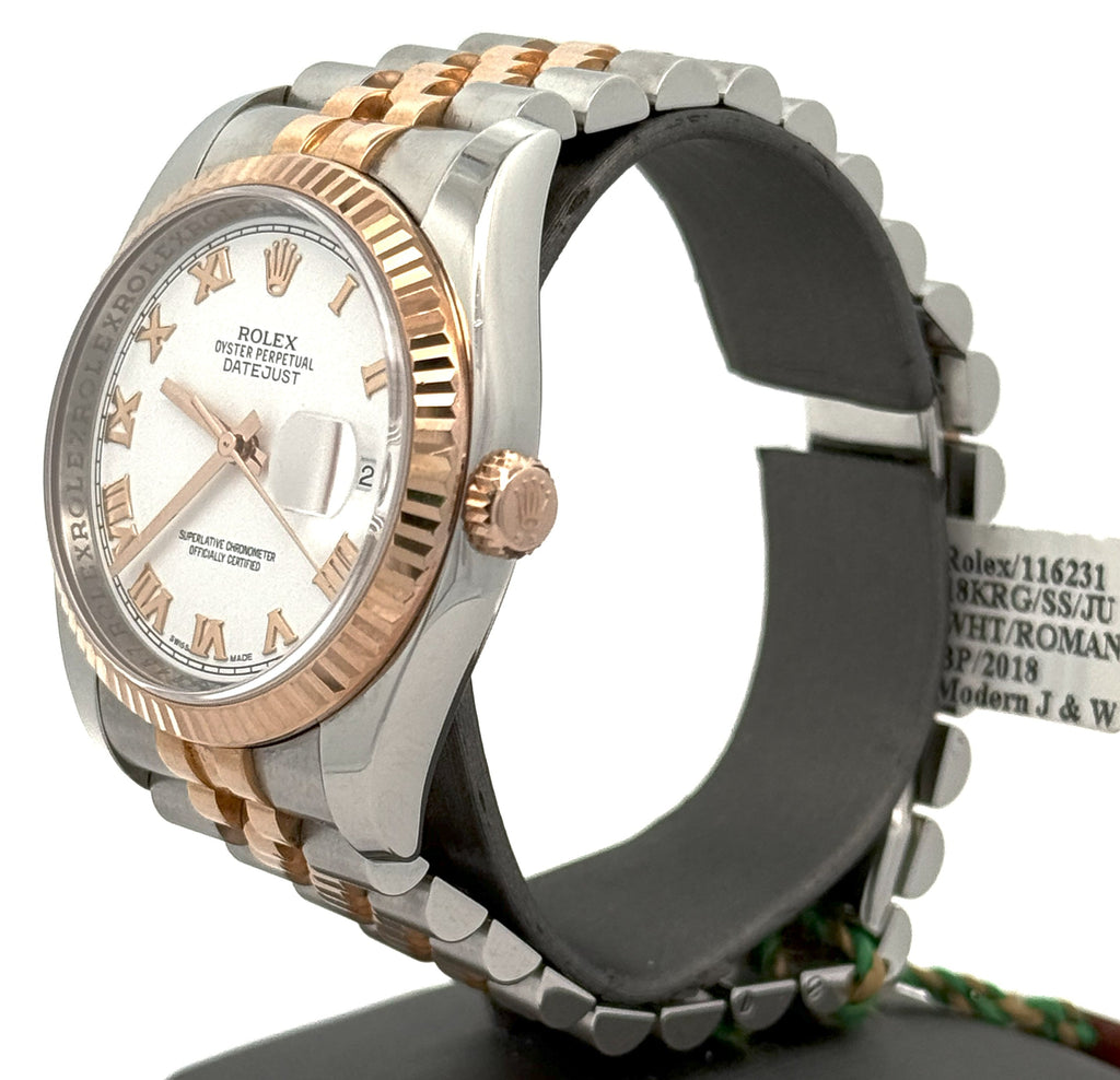 Pre-owned Rolex Datejust 36mm White Dial - 116231 - Rose Gold/Steel S106469