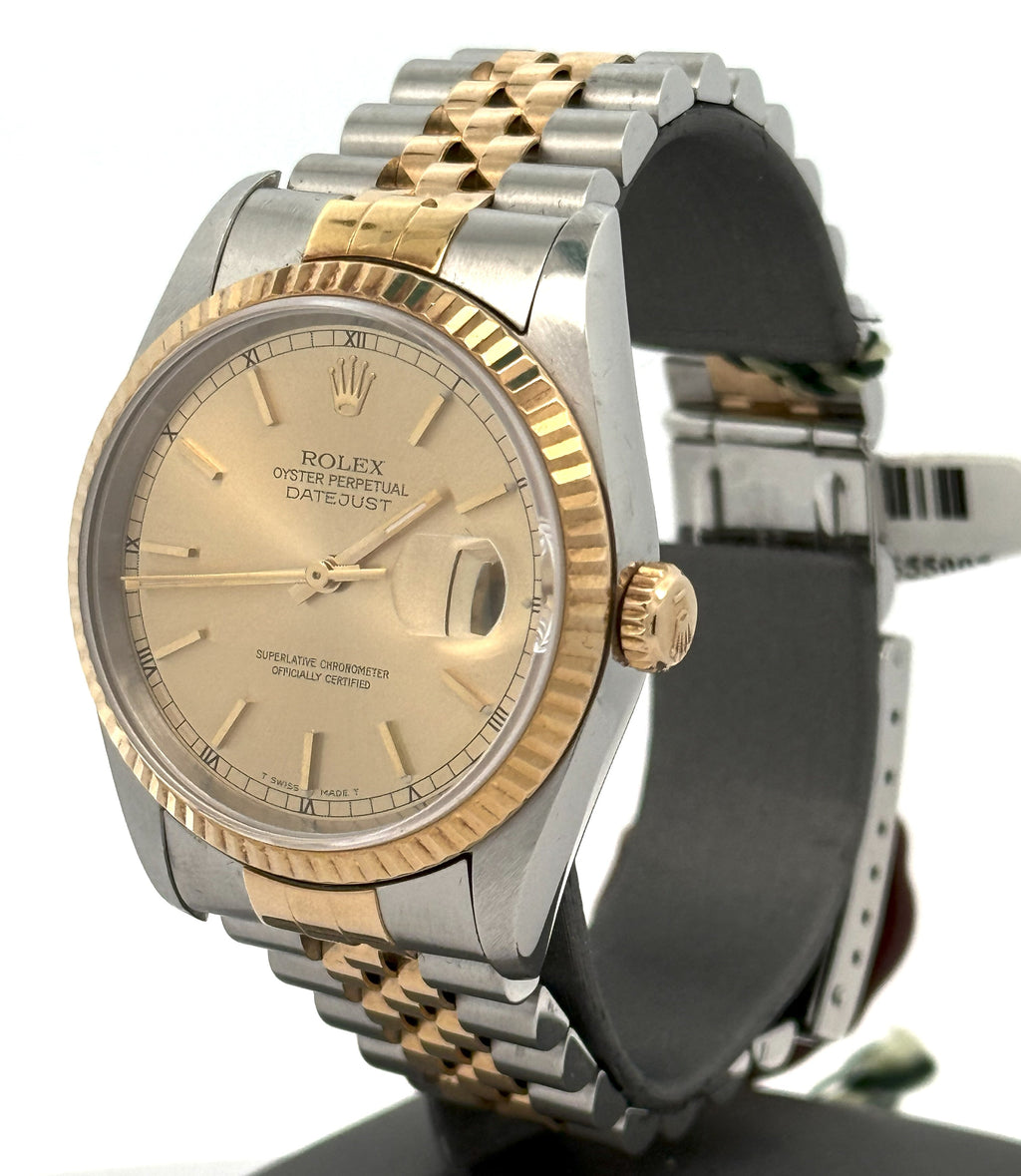 Pre-owned Rolex Datejust 36mm Champagne Dial - 16233- Yellow Gold/Steel S107815