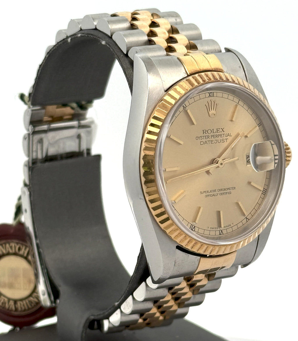 Pre-owned Rolex Datejust 36mm Champagne Dial - 16233- Yellow Gold/Steel S107815