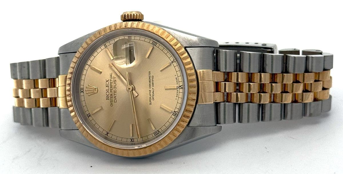 Pre-owned Rolex Datejust 36mm Champagne Dial - 16233- Yellow Gold/Steel S107815