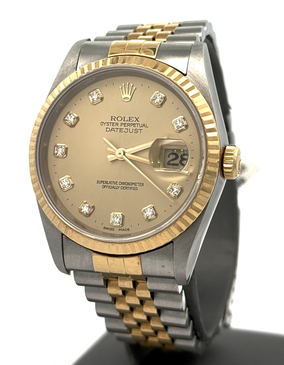 Pre-owned Rolex Datejust 36mm Champagne Dial - 16233- Yellow Gold/Steel S108289