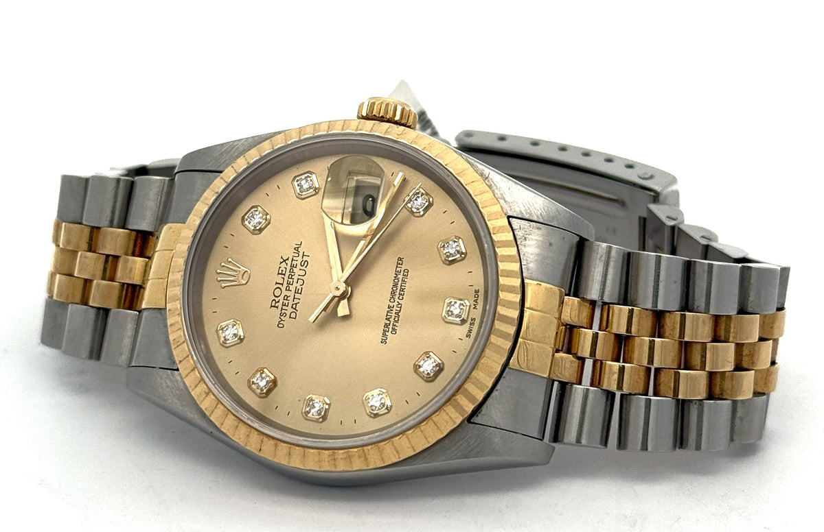 Pre-owned Rolex Datejust 36mm Champagne Dial - 16233- Yellow Gold/Steel S108289