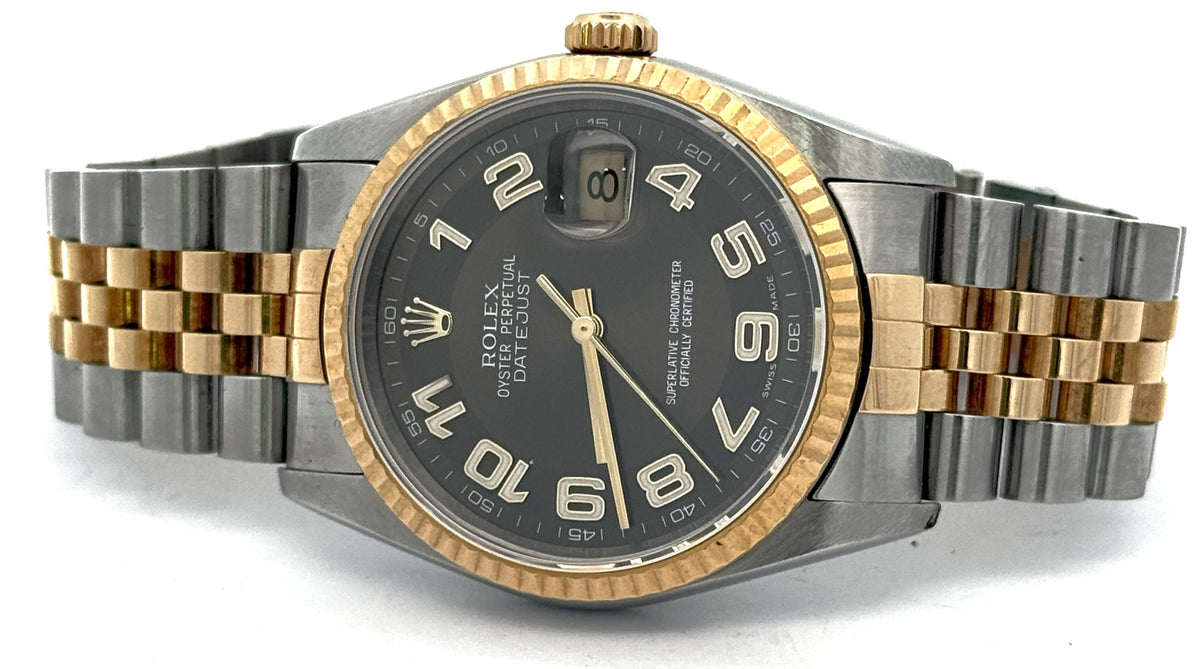 Pre-owned Rolex Datejust 36mm Bronze Dial - 16233- Yellow Gold/Steel S15649