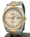 Pre-owned Rolex Datejust 36mm Cream  Dial - 16233- Yellow Gold/Steel S108457
