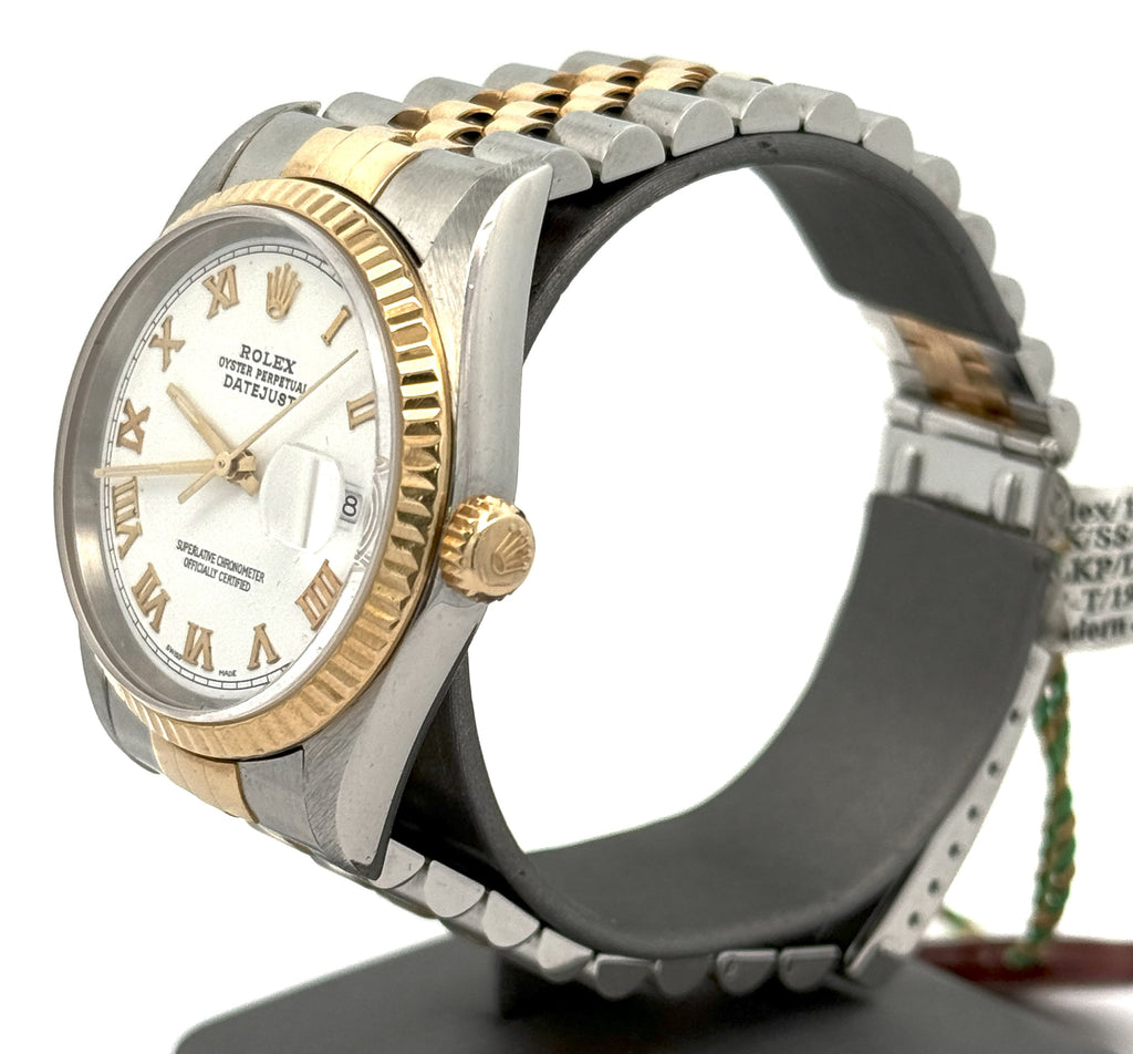 Pre-owned Rolex Datejust 36mm White Dial - 16233- Yellow Gold/Steel S107816