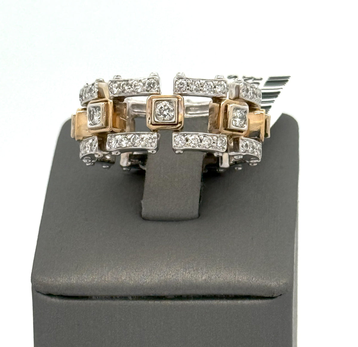 14k Two Tone Gold 1.75 CT Diamond Men's Band Ring, 13.0gm, Size 11.25, S108577