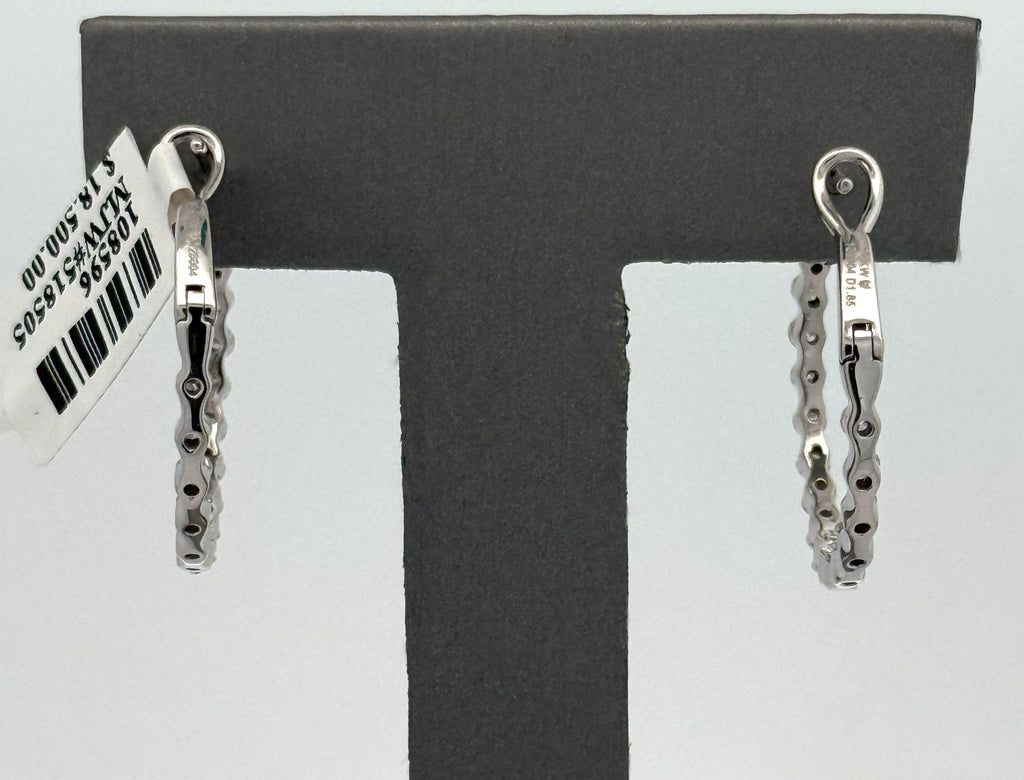 14k White Gold 1.60CT Diamond Inside Out Hoop Earrings, 6.1g, S108596