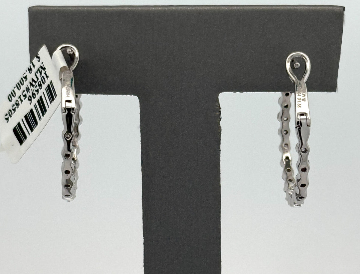 14k White Gold 1.60CT Diamond Inside Out Hoop Earrings, 6.1g, S108596