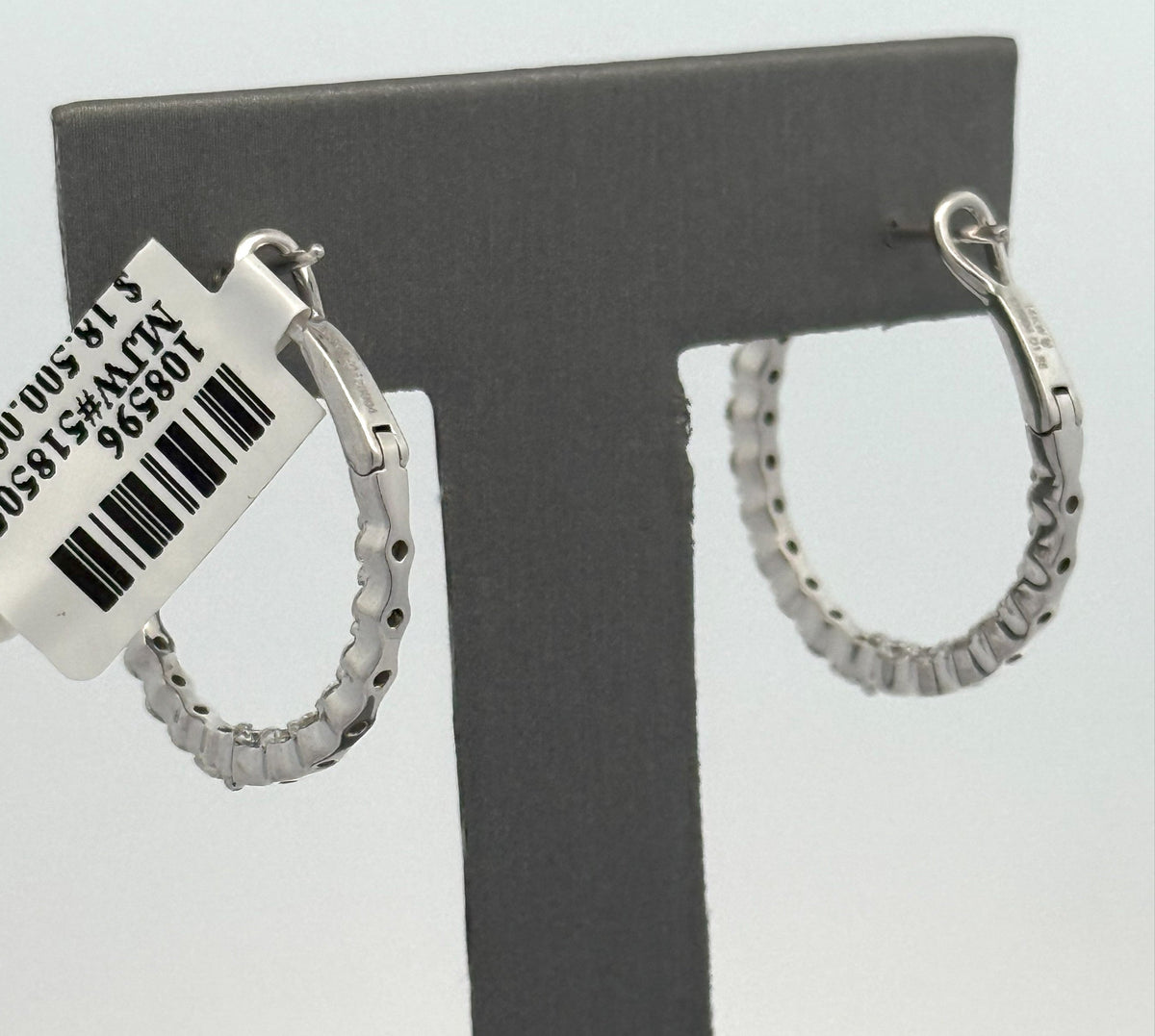 14k White Gold 1.60CT Diamond Inside Out Hoop Earrings, 6.1g, S108596
