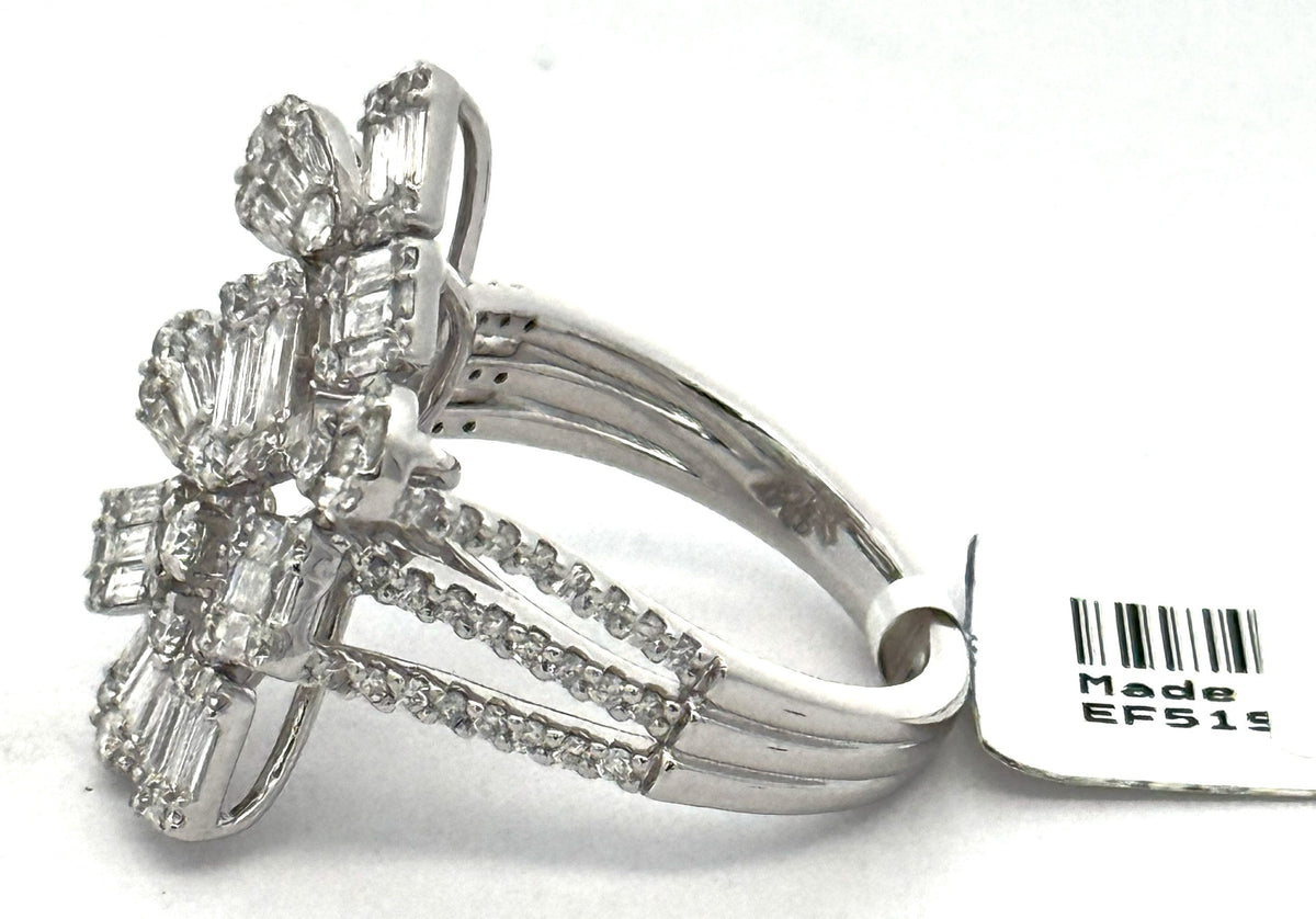 14k White Gold 1.75CT Baguette & Round Cut Diamond Ladies Ring, S108584