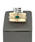 14k Yellow Gold Ladies 0.75 CT Diamond & Green Emerald Ring, 6.5gm, Size 7, S108580