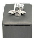 18k White Gold 0.11CT Diamonds Humilis Aere Sign Ring, 4.2g, Size 7.75, S107291