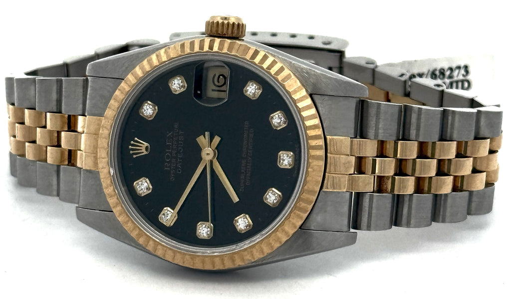 Pre-owned Rolex Datejust 31mm Black Dial - 68273 - Yellow Gold/Steel S16441