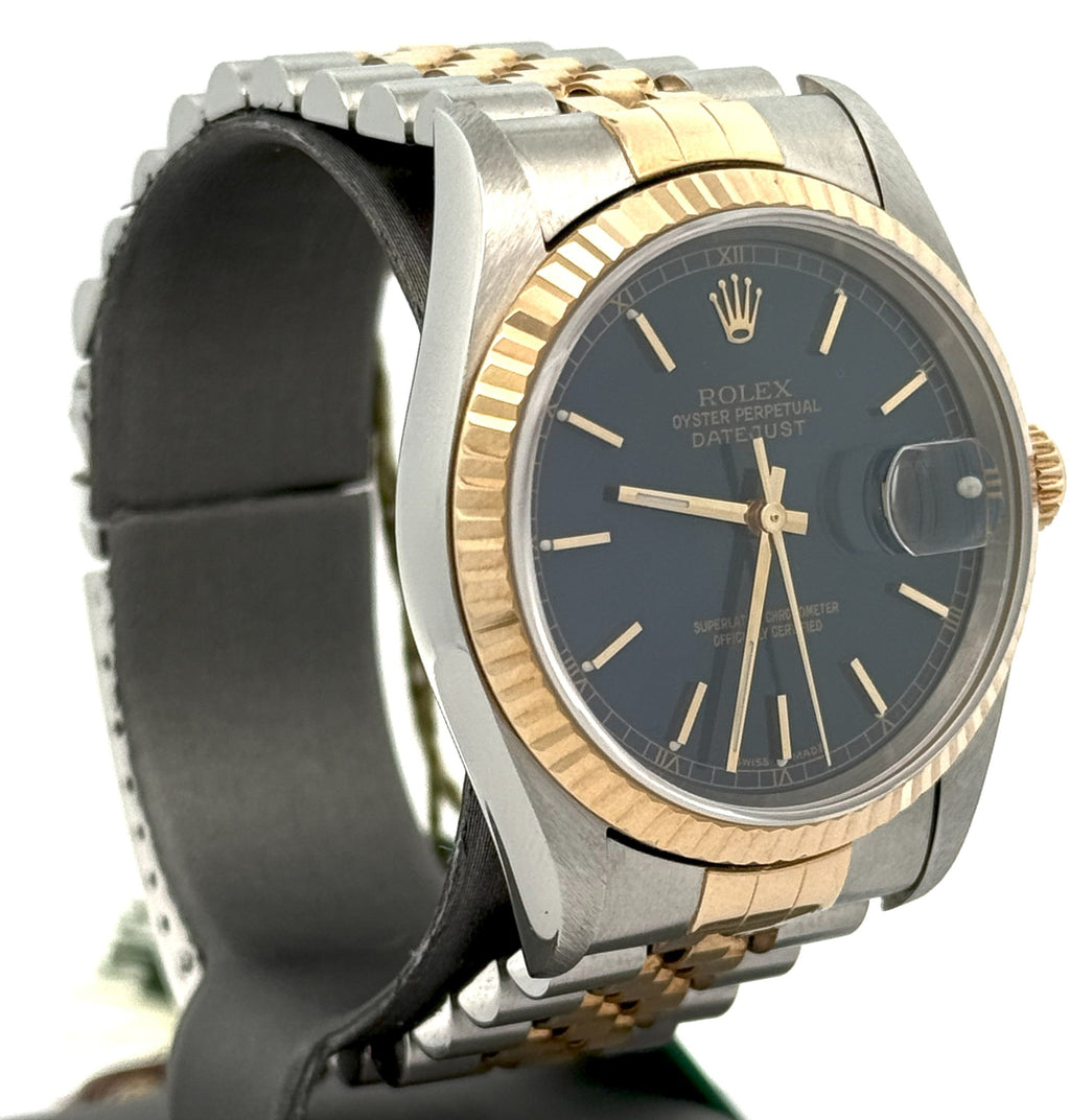 Pre-owned Rolex Datejust 36mm Blue Dial - 16233- Yellow Gold/Steel S107844