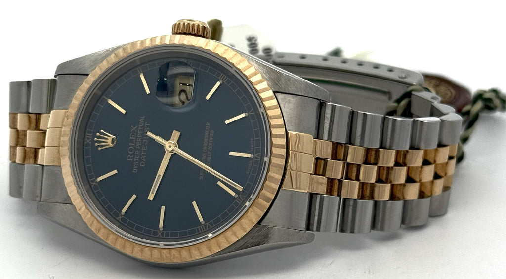 Pre-owned Rolex Datejust 36mm Blue Dial - 16233- Yellow Gold/Steel S107844