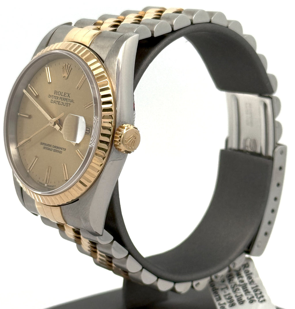 Pre-owned Rolex Datejust 36mm Champagne Dial - 16233- Yellow Gold/Steel S16375