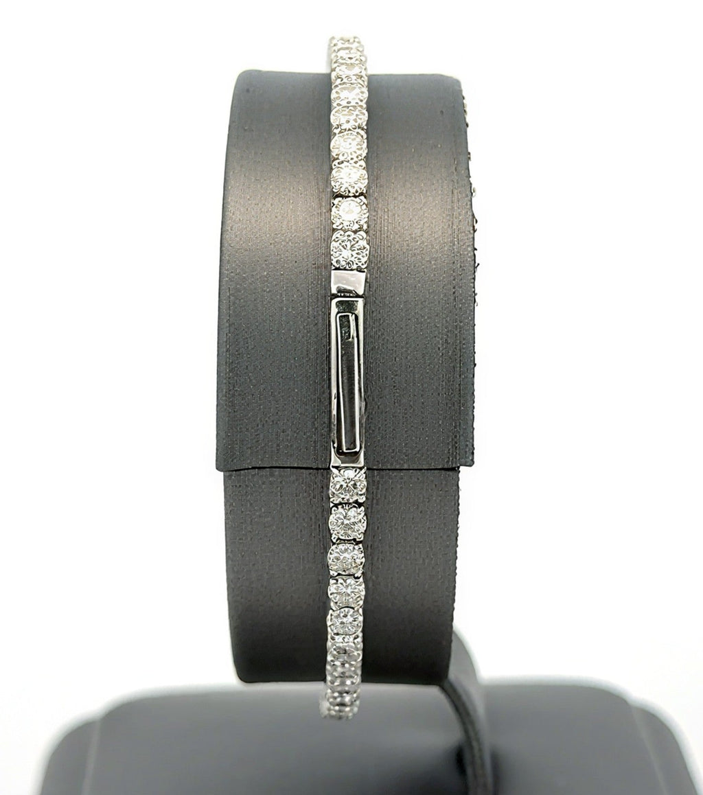 14k White Gold 5.00CT Diamond Flexible Bangle Bracelet, 8.6g, S108657