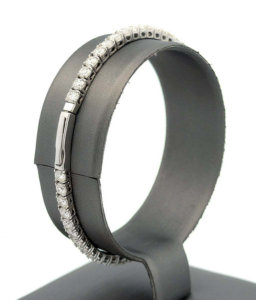 14k White Gold 5.00CT Diamond Flexible Bangle Bracelet, 8.6g, S108657