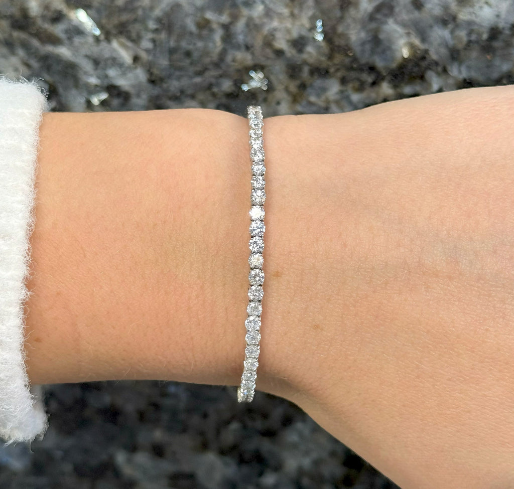 14k White Gold 5.00CT Diamond Flexible Bangle Bracelet, 8.6g, S108657