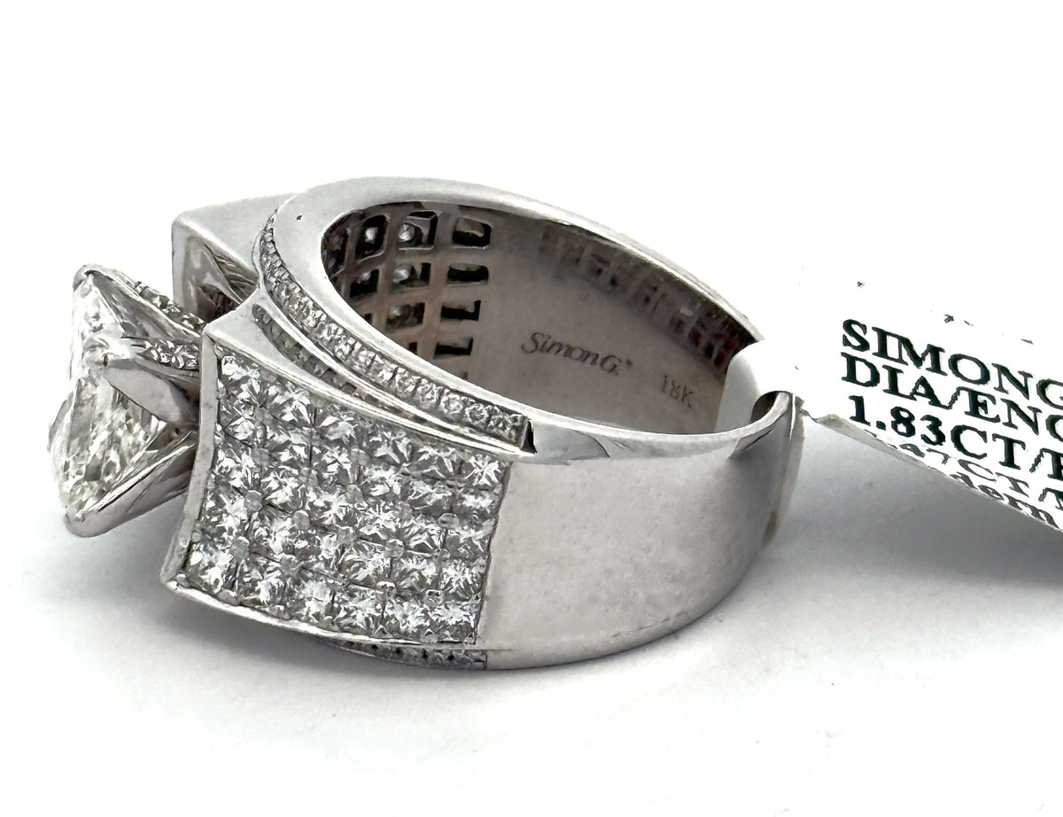 Simong 18k White Gold 1.83CT & 2.47CT Diamond Engagement Ring, 14.9g, Size 7, S108615