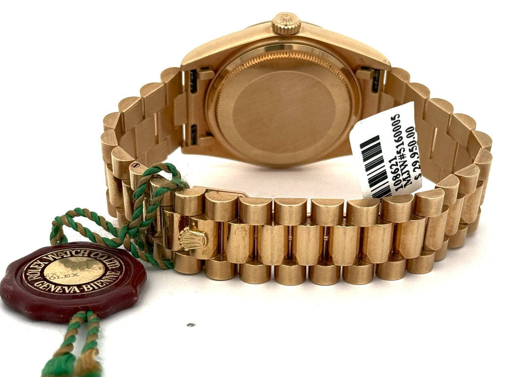 Pre-Owned Rolex Day Date 18038 Wood Dial 18k Yellow Gold Presidential 36mm  Watch, S108621