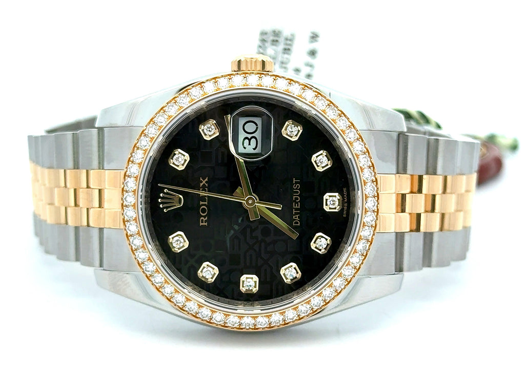 Rolex 116243 Datejust-36 Jubilee Diamond Dial & Diamond Bezel Box /Card Full Set