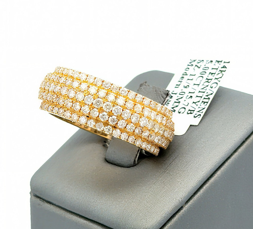 14k Yellow Gold 5.00 CT Diamond Men's Eternity Ring, 15.7g, Size 11, S16733