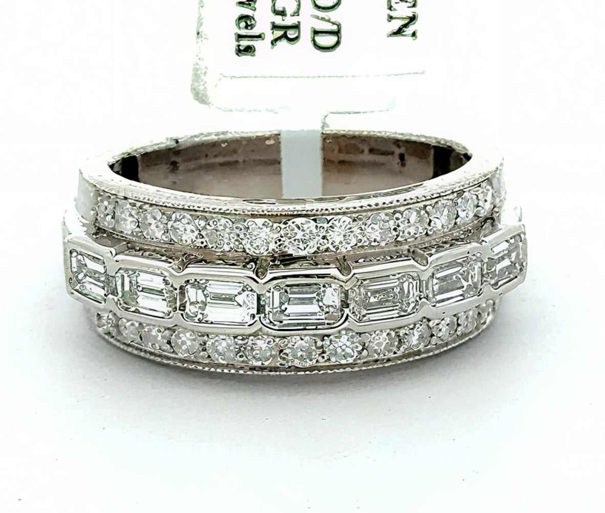 14k White Gold 2.50 CT Diamond Men's Fancy Ring, 9.8 g, Size 10, S16735