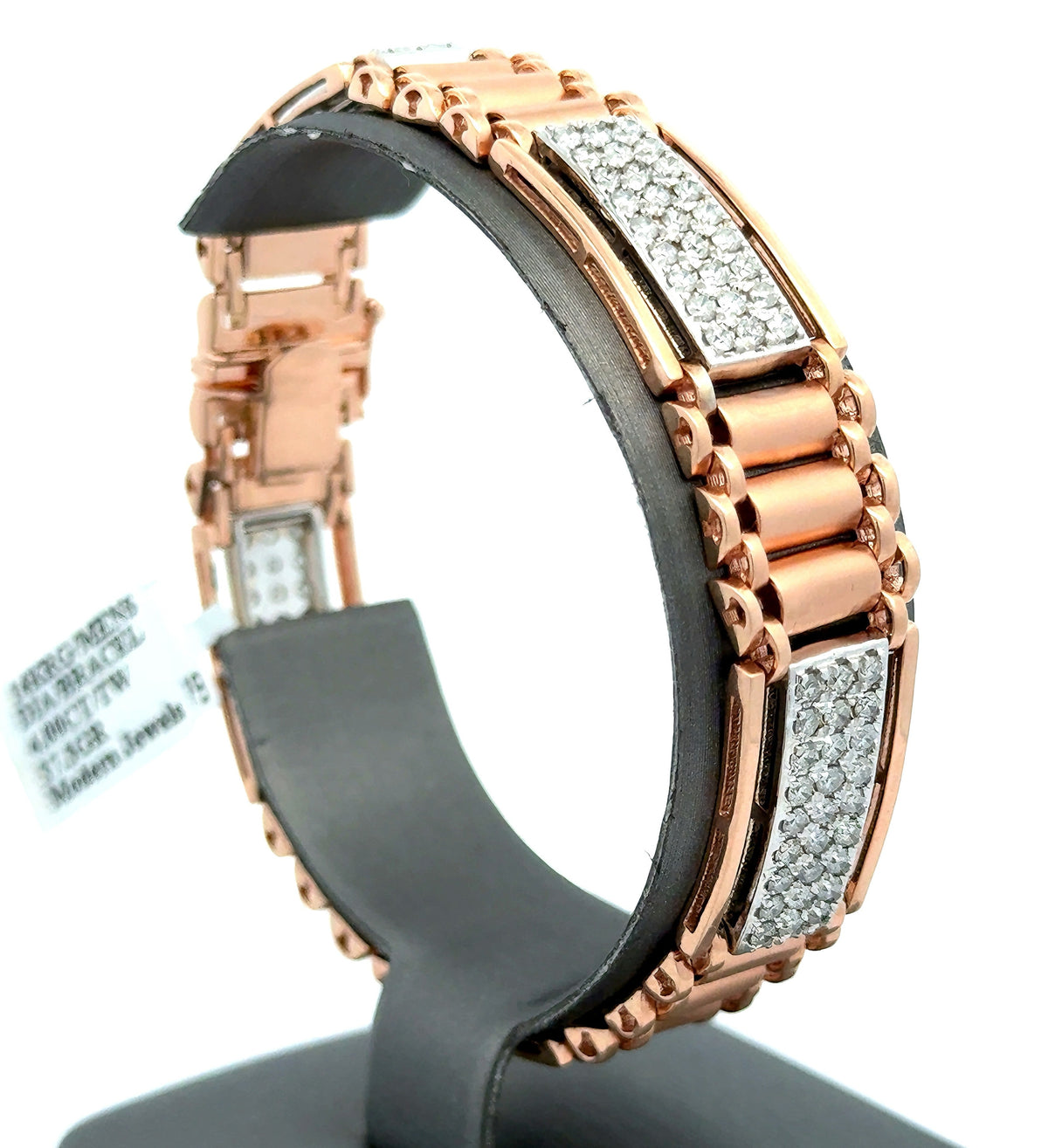 14k Rose Gold 4.00 Carats Men's Diamond Bracelet, 8", 37.3g, S16731