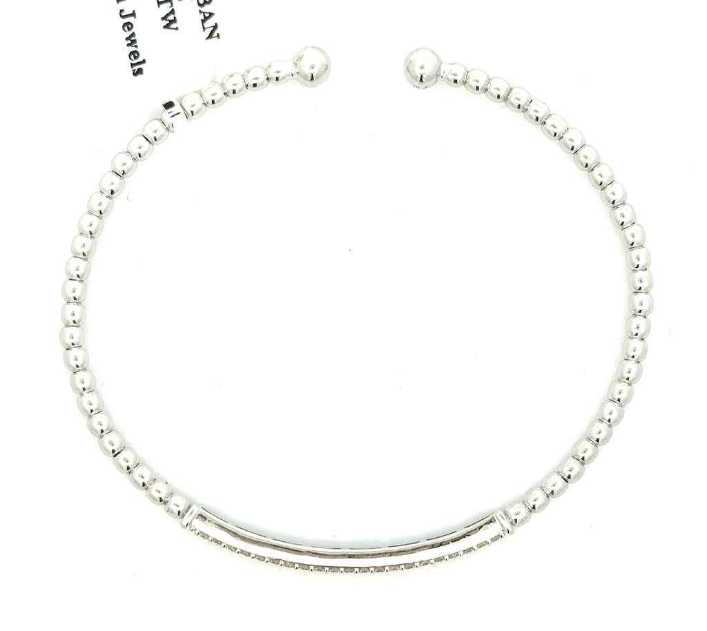14k White Gold 0.60 CT Diamond Ladies Slip-On Bangle, 6.4 g, S16745