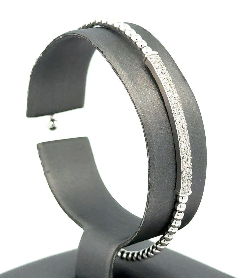 14k White Gold 0.60 CT Diamond Ladies Slip-On Bangle, 6.4 g, S16745