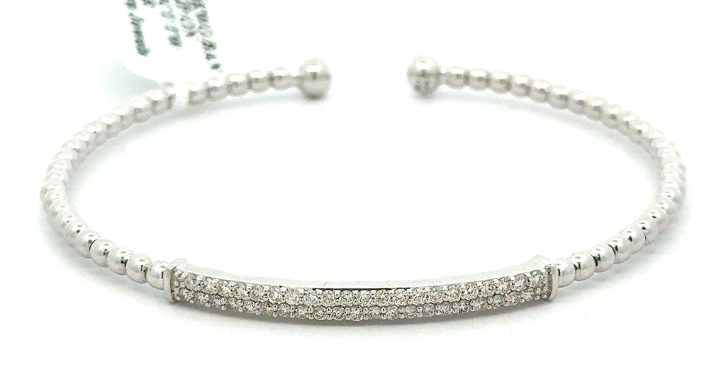 14k White Gold 0.60 CT Diamond Ladies Slip-On Bangle, 6.4 g, S16745