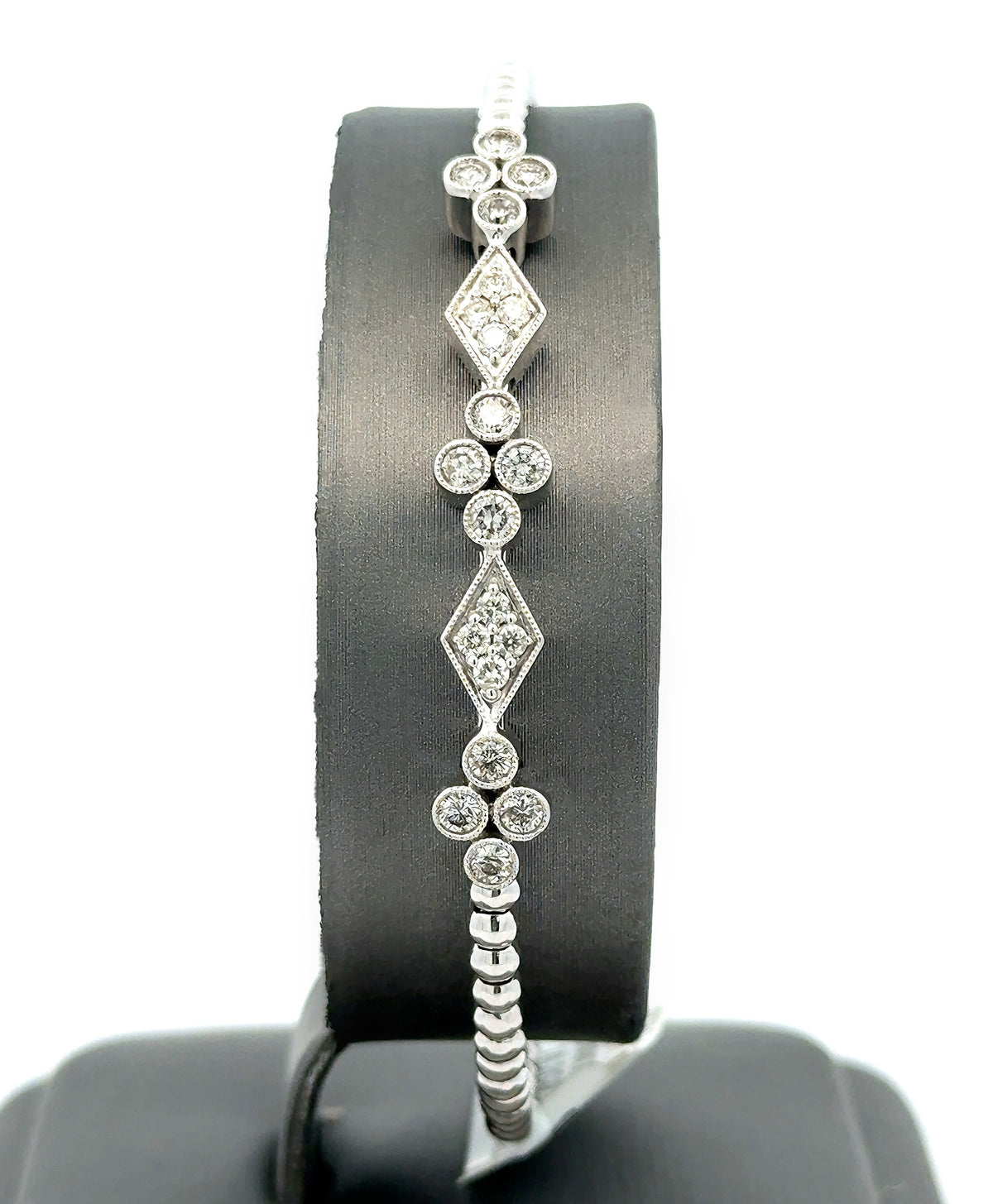10k White Gold Slip-On Bangle Bracelet, 10.2G,  0.80CT Diamonds, S16744