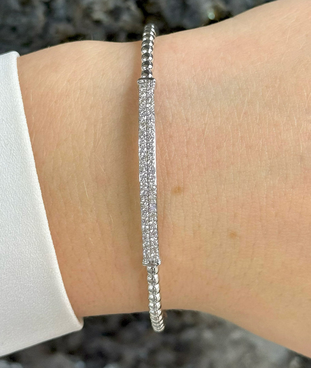 14k White Gold 0.60 CT Diamond Ladies Slip-On Bangle, 6.4 g, S16745