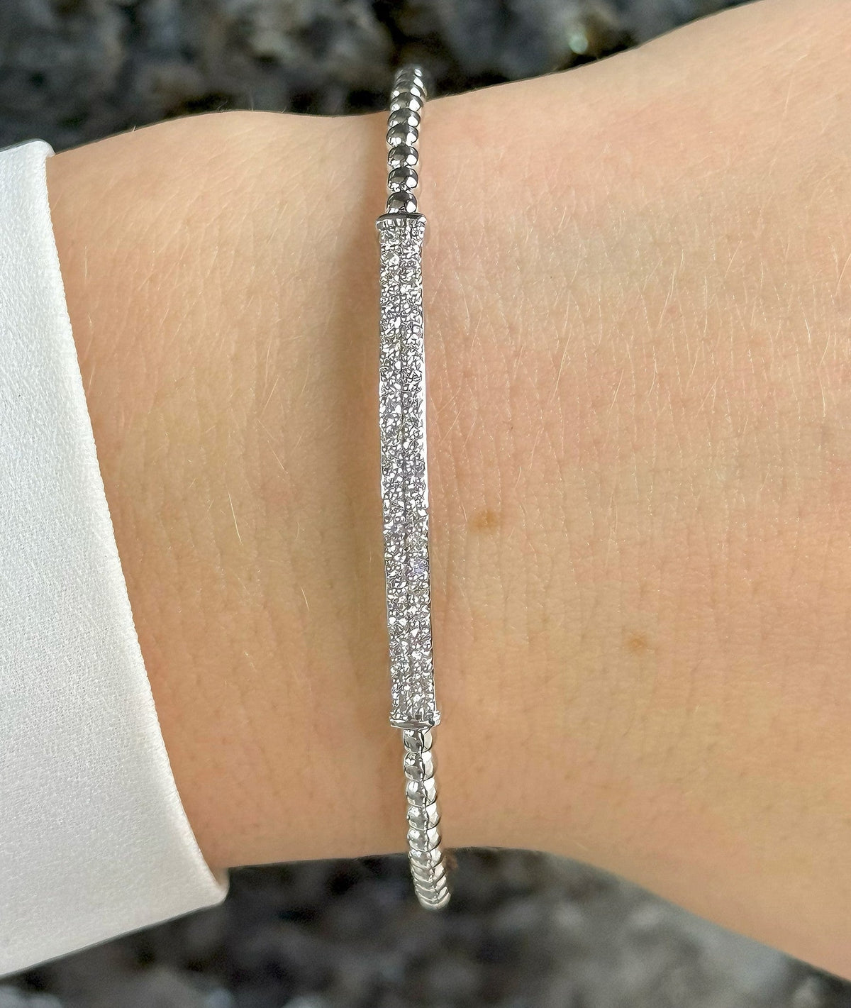 14k White Gold 0.60 CT Diamond Ladies Slip-On Bangle, 6.4 g, S16745