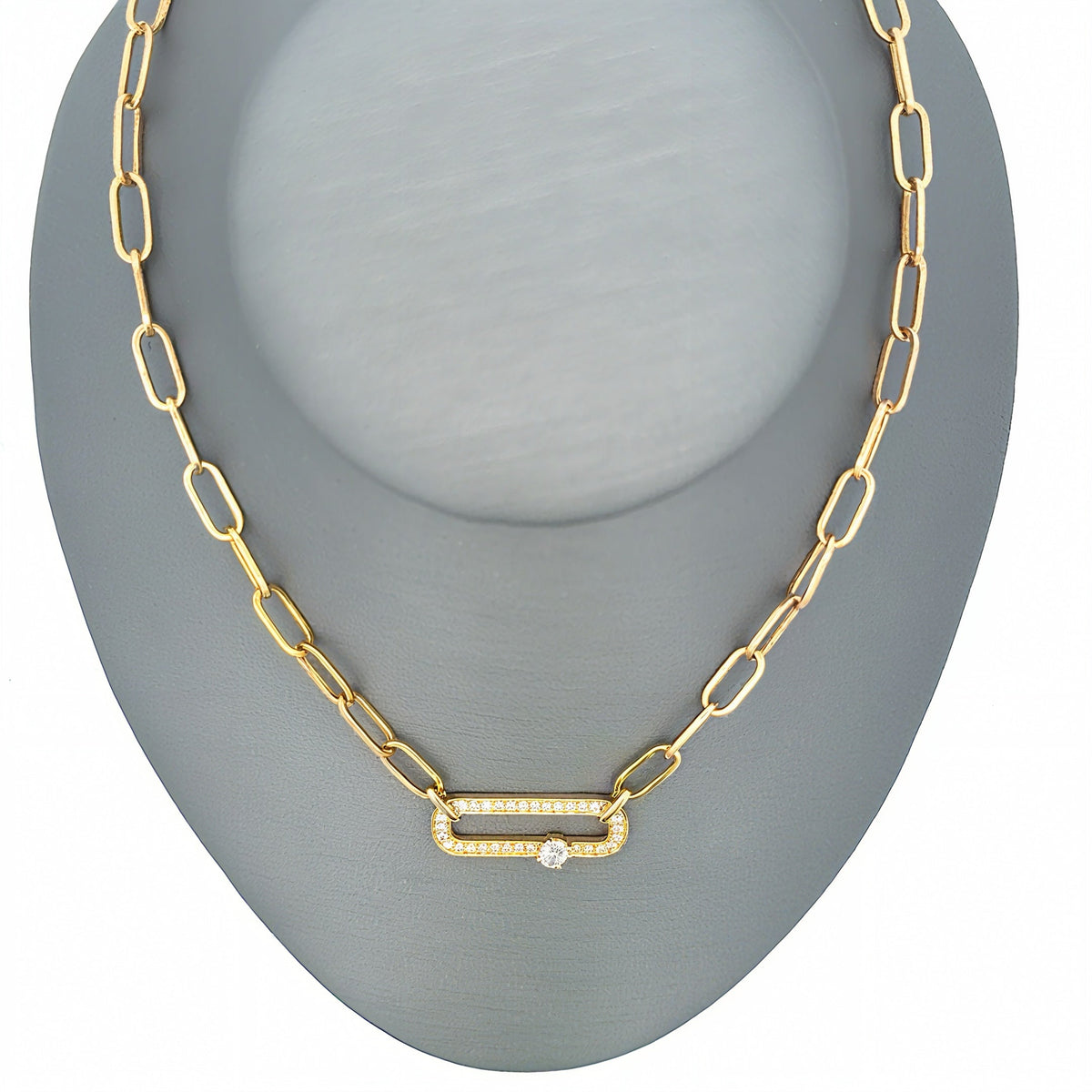 14k Yellow Gold 0.50 CT Diamond Paper Clip Style Necklace, 5.3g, 18", S16736