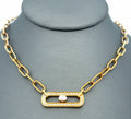 14k Yellow Gold 0.50 CT Diamond Paper Clip Style Necklace, 5.5g, 18",  S16737