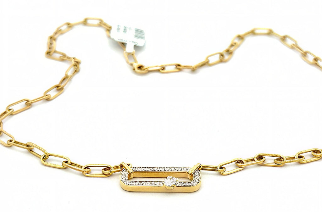 14k Yellow Gold 0.50 CT Diamond Paper Clip Style Necklace, 7.0g, 18", S16736