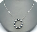 14k White Gold 2.75 CT Sapphire & Diamond Ladies Pendant Necklace, 18", S16740
