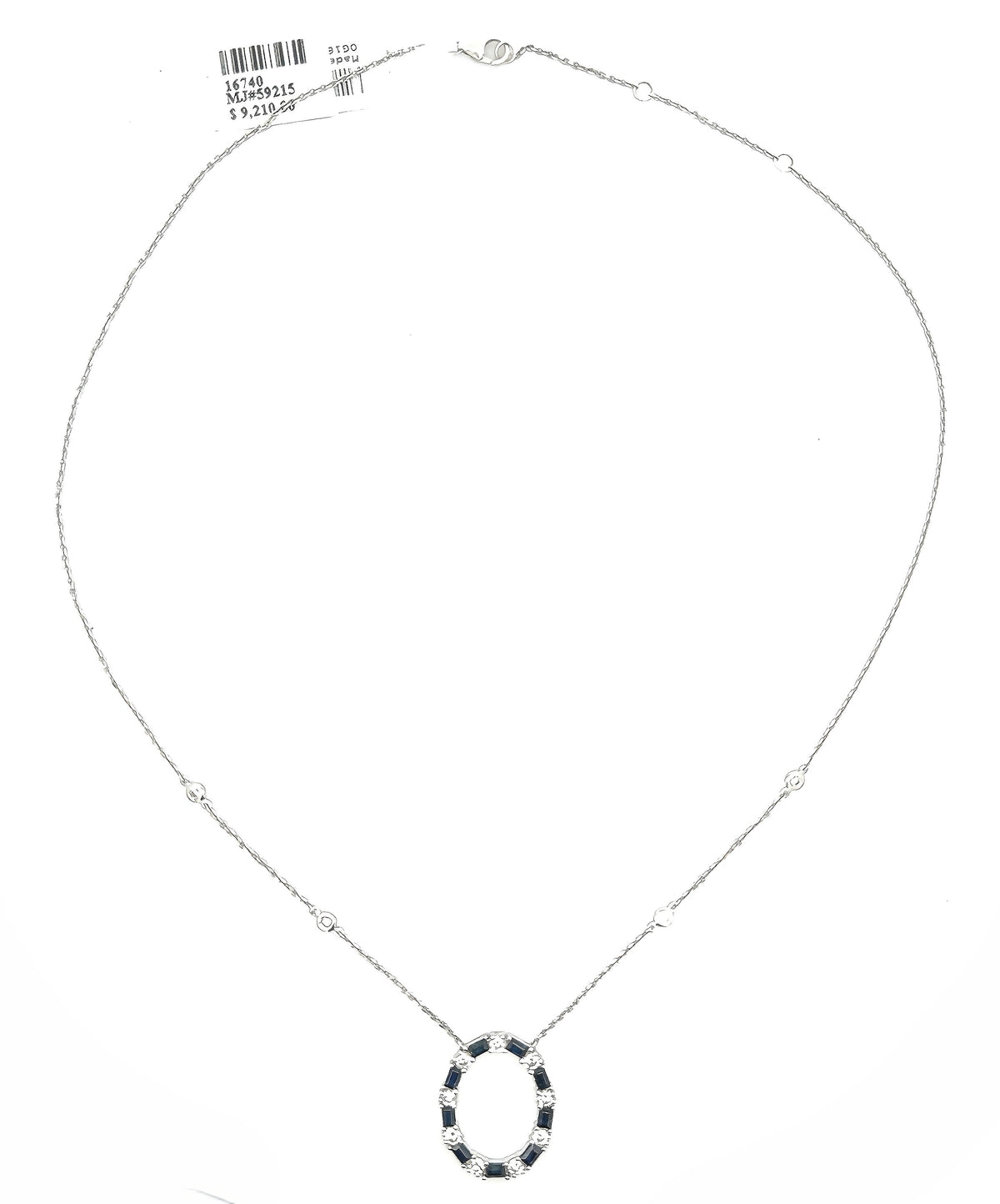14k White Gold 2.75 CT Sapphire & Diamond Ladies Pendant Necklace, 18", S16740