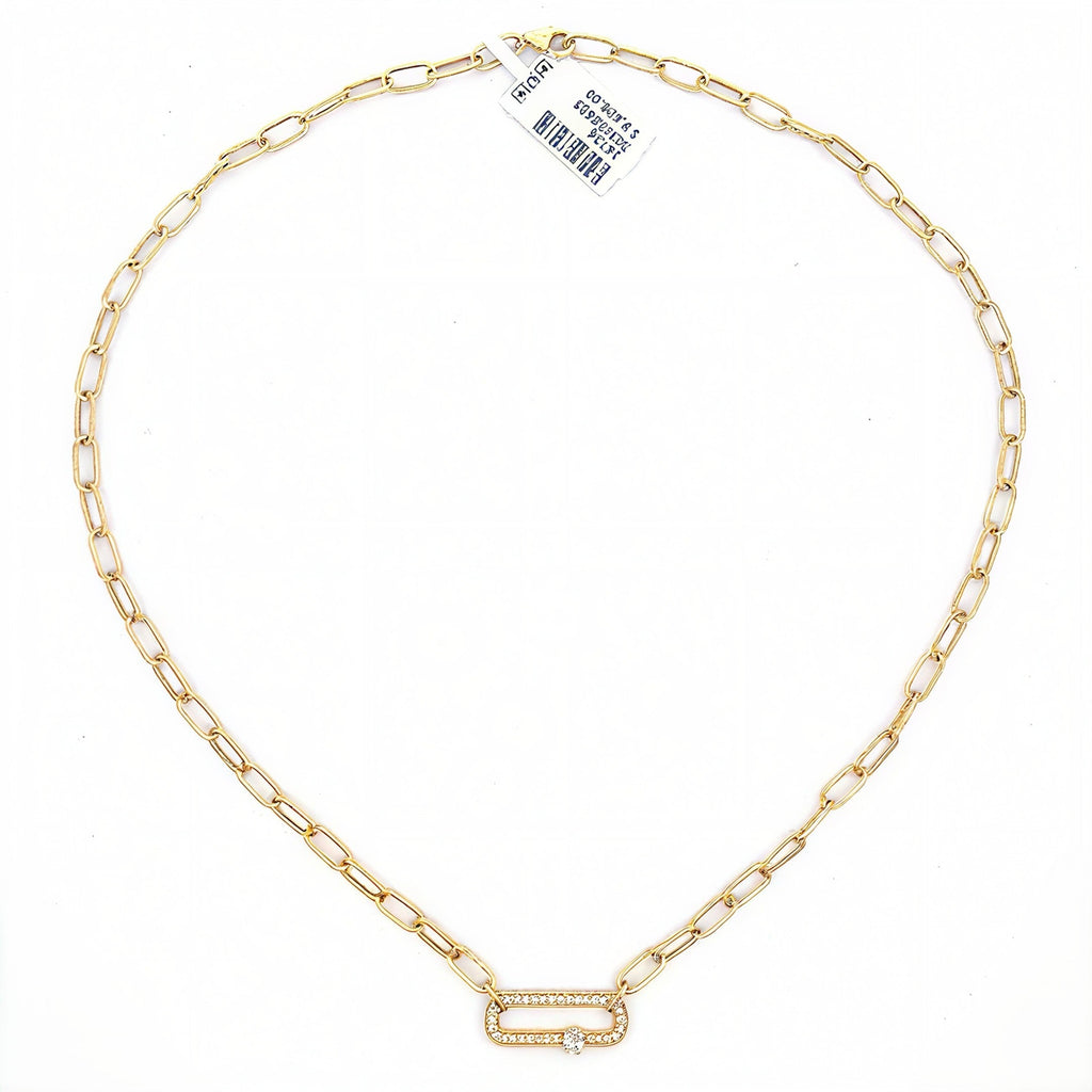 14k Yellow Gold 0.50 CT Diamond Paper Clip Style Necklace, 5.3g, 18", S16736