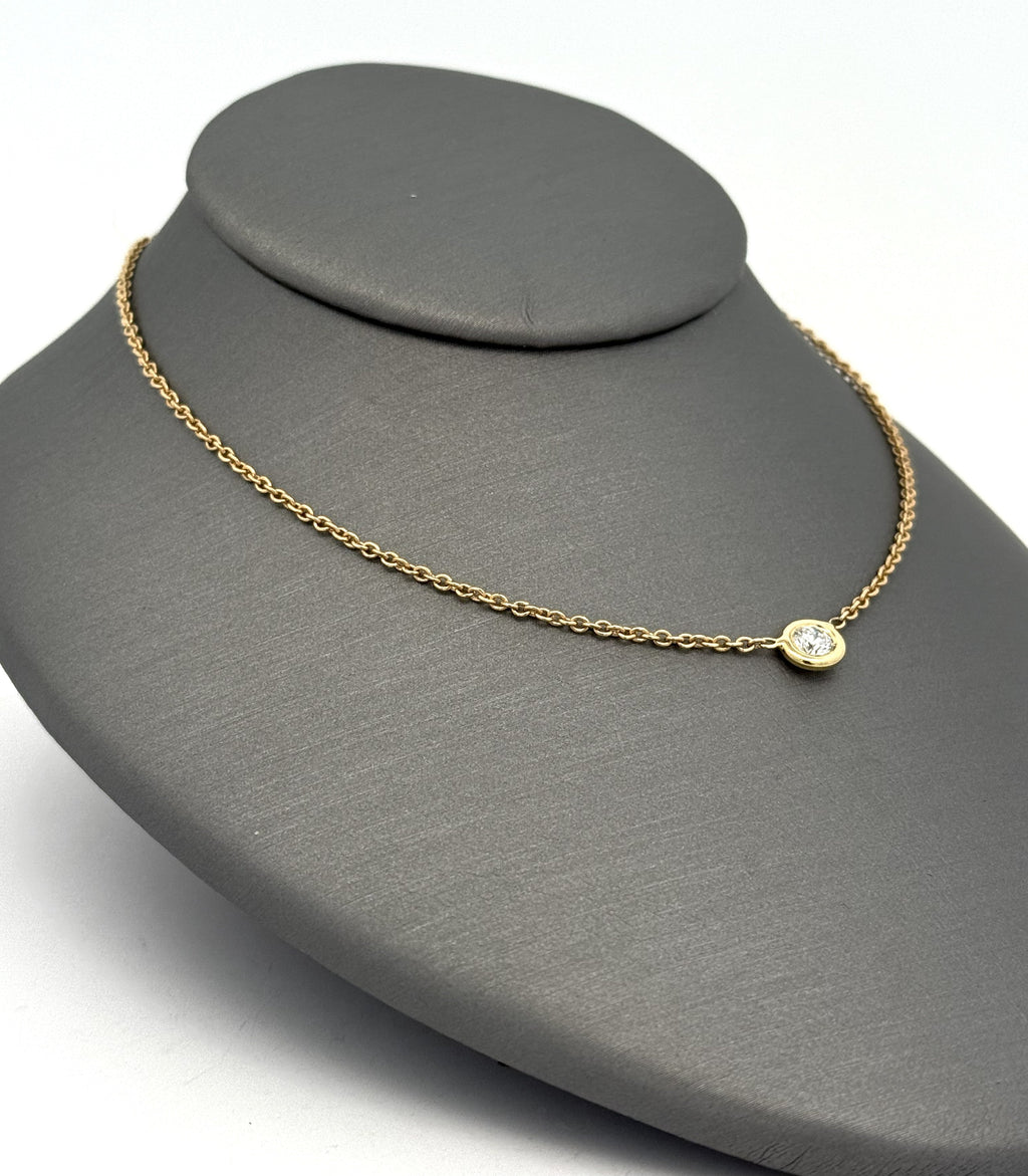 Roberto Coin 18K Yellow Gold Diamond Bezel Solitaire Necklace, S108738
