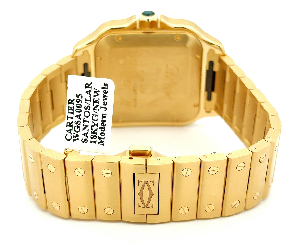 Santos de Cartier Watch Large Sunray Dial 18k Yellow Gold WGSA0095 NEW FULL SET 2025