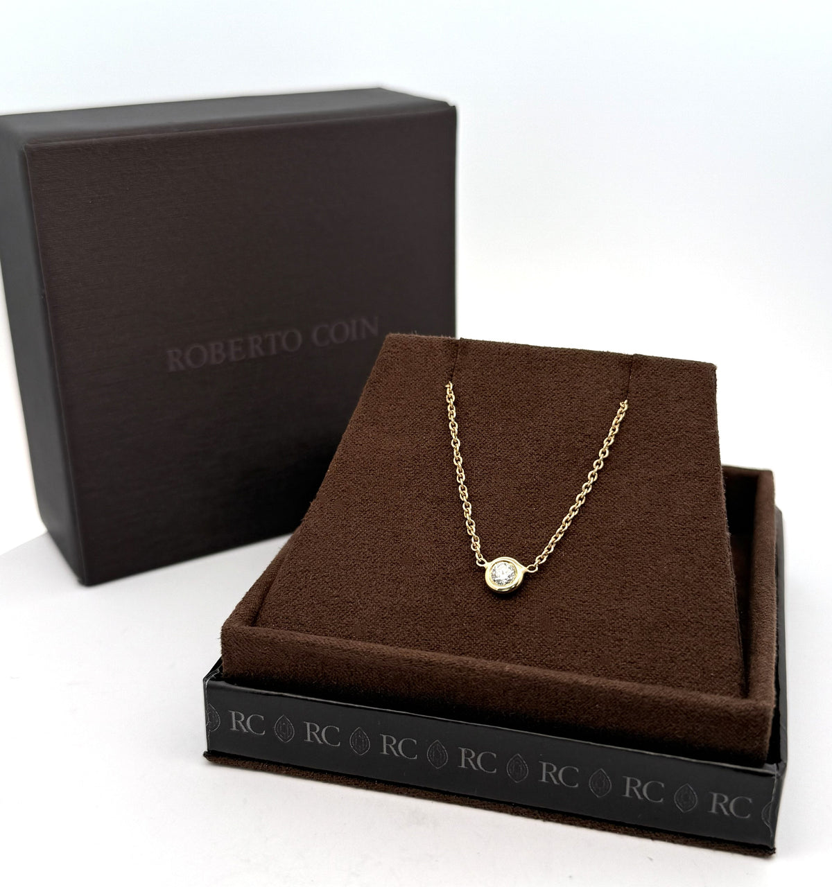 Roberto Coin 18K Yellow Gold Diamond Bezel Solitaire Necklace, S108738