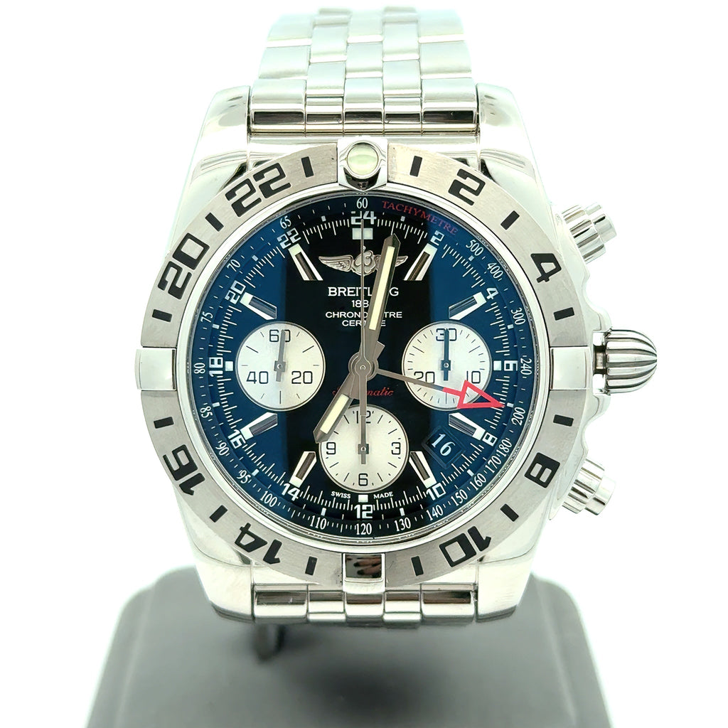 Breitling Chronomat 44 GMT Stainless Steel/Onyx Black Dial (PRE-OWNED) Box/Card