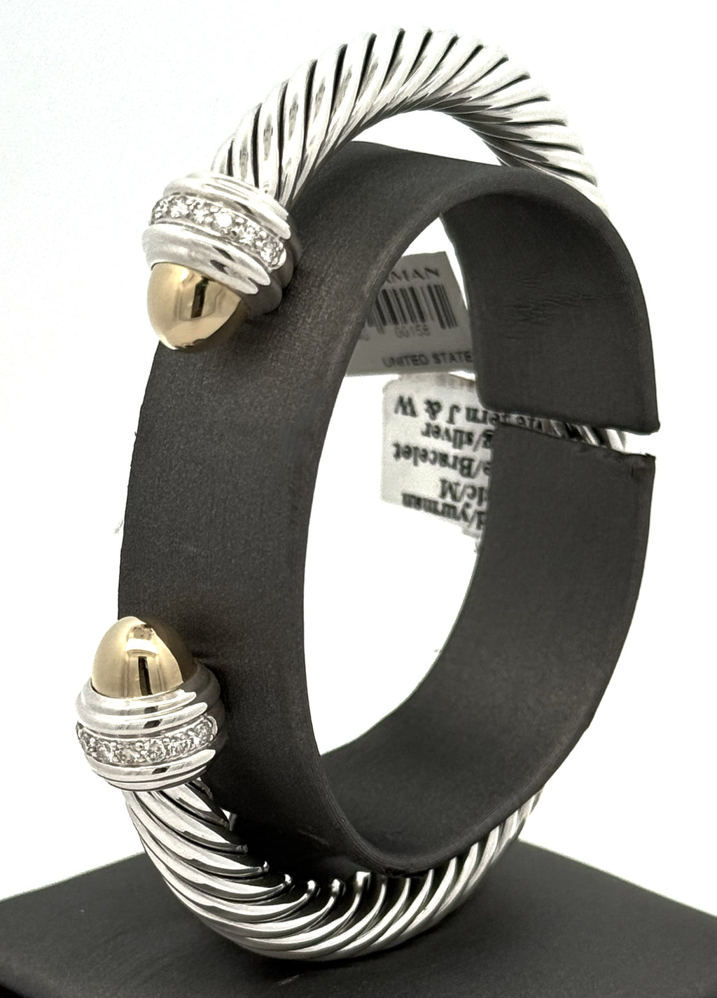David Yurman Classic Cable Bracelet Sterling Silver with 14K Yellow Gold Domes, S108740