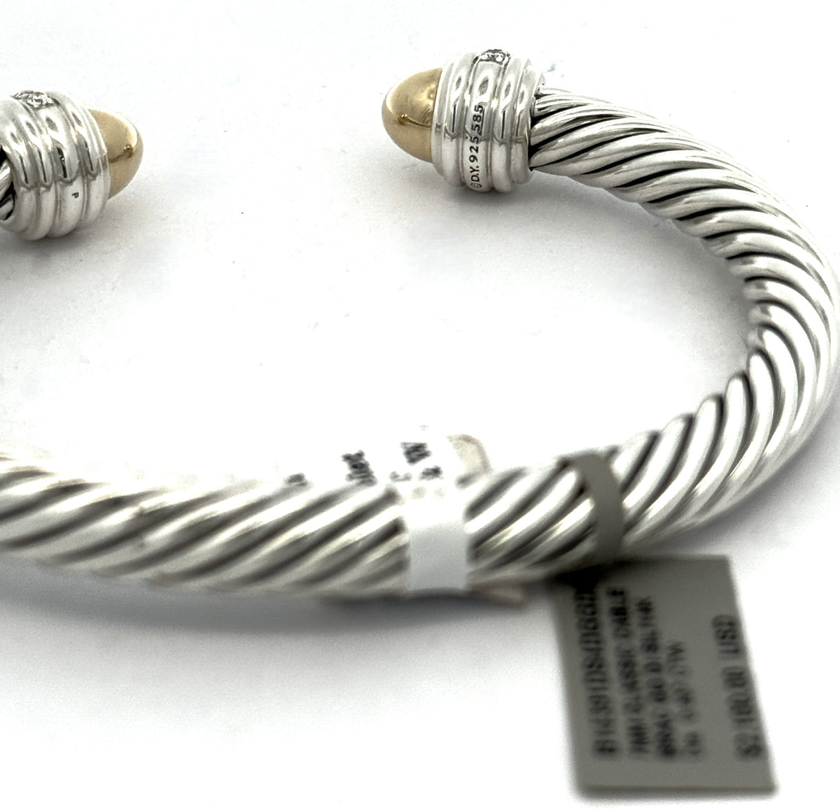 David Yurman Classic Cable Bracelet Sterling Silver with 14K Yellow Gold Domes, S108740