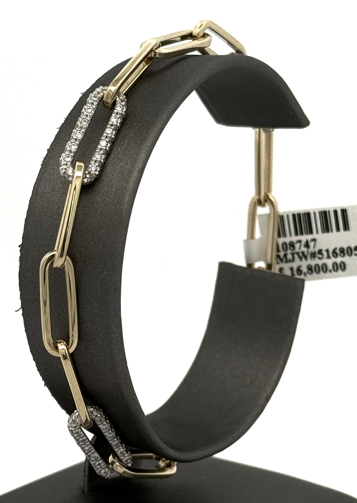 14k Yellow Gold Paper Clip Diamond Bracelet, S108747