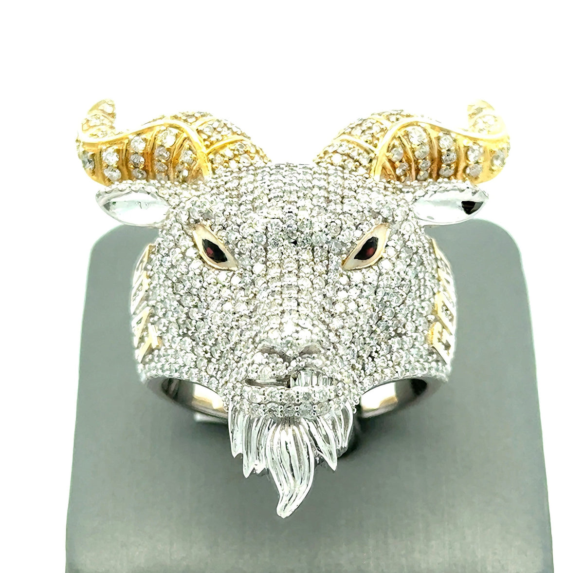 10k Two Toned Gold 2.94 CT Diamond Men's Goat Ring, 19.8g, Size 9.5, S108707