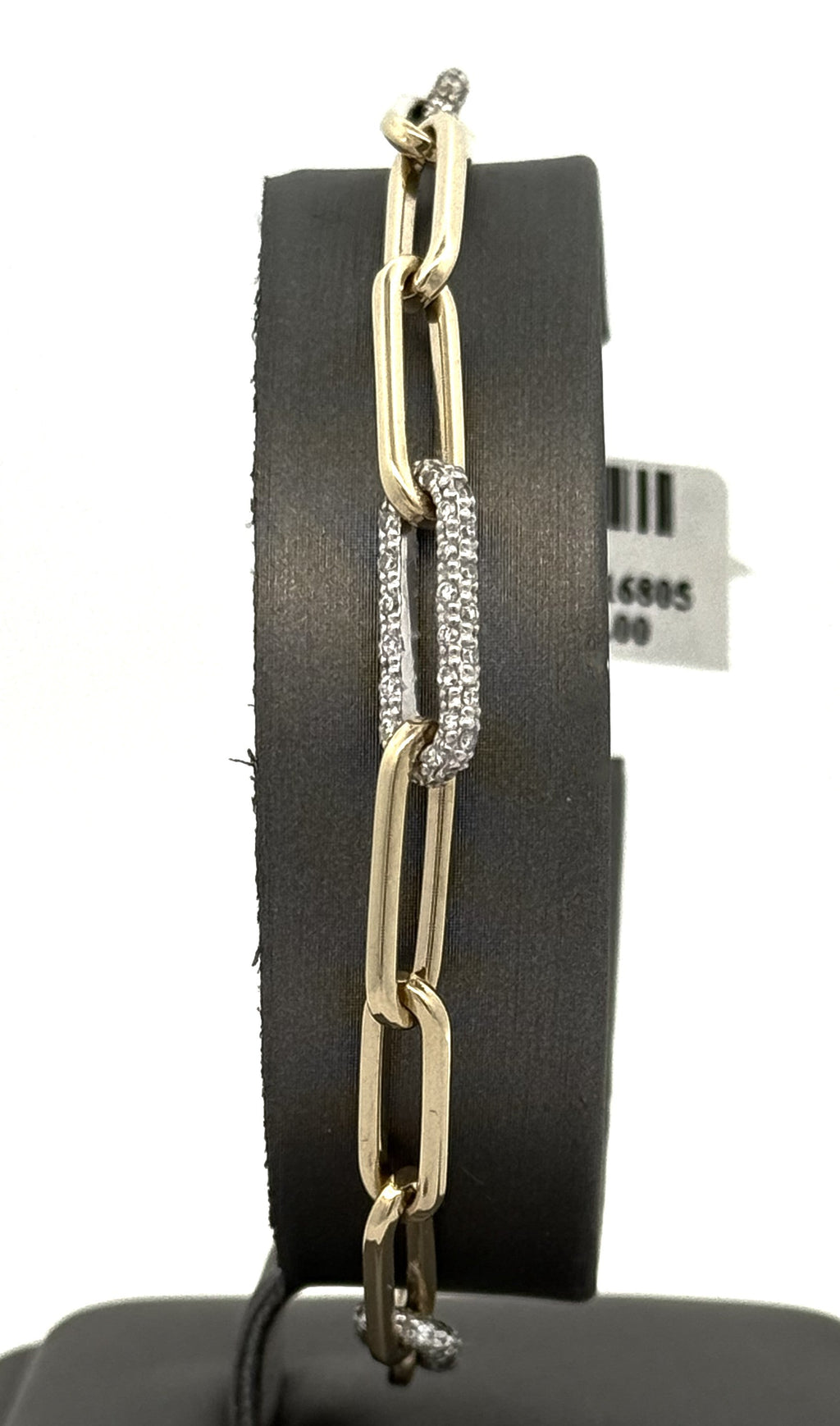 14k Yellow Gold Paper Clip Diamond Bracelet, S108747